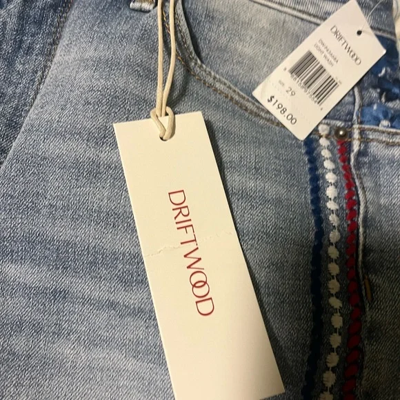 DRIFTWOOD Light Blue Flare Jeans with Red and Blue Trim - Picture 3 of 4